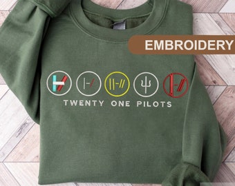 Twenty One Pilots Eras Embroidery Shirt, Twenty One Pilots Comfort Colors Sweatshirt