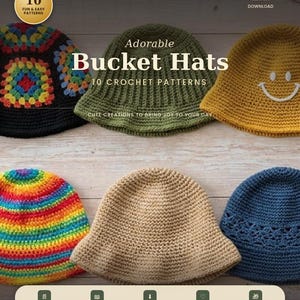Handvirkad hinkhatt, estetiska hattar med prästkragar och smileymotiv, kollektion av virkad huvudbonad