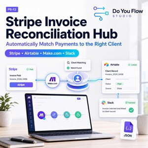 Stripe-Rechnungsabgleich-Hub | Airtable Fuzzy Match, Make.com, Slack-Integration