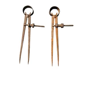 Vintage Spring Joint Wing Dividers Set of 2 Forged Steel Scribe Compass Tools