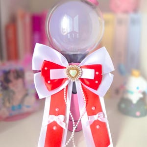 Acessórios para Lightstick BTS V4, Laço de Fita Vermelha e Branca Fofo, Capa Army Bomb, Decoração de Quarto Kpop, Suporte para Lightstick Stray Kids Enhypen