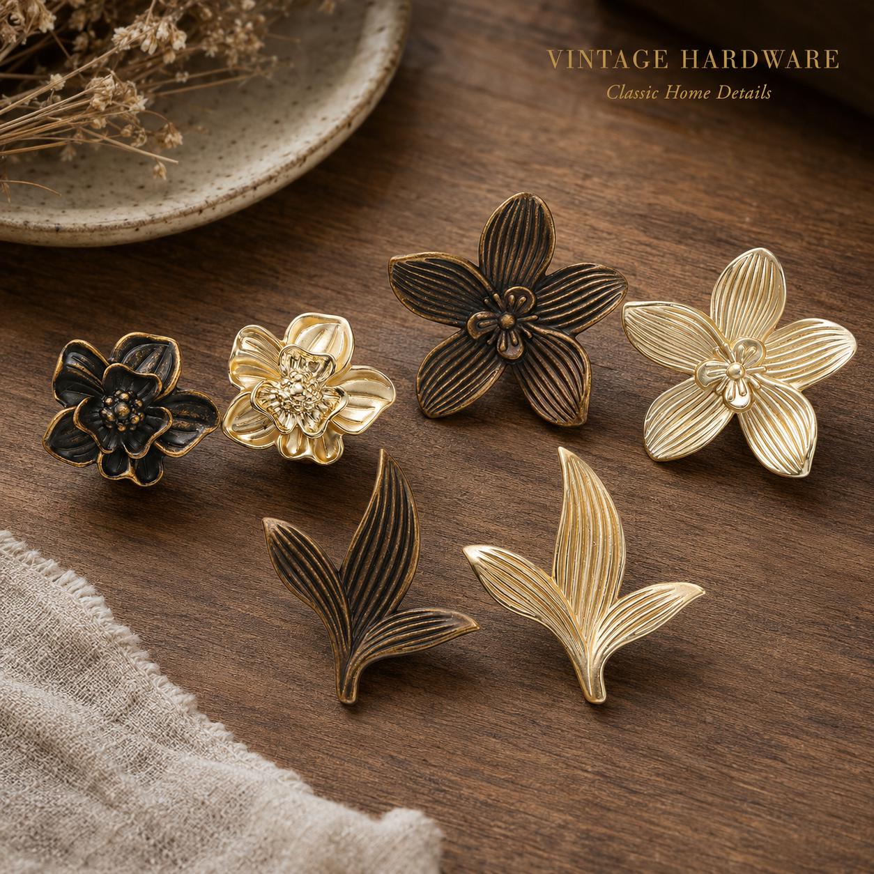 Gold Flower Cabinet Hardware