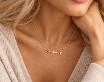 Mama Kette Gold, Halskette für Mama, Muttertagsgeschenk, Geschenk für Mutter, Minimalistische Damenkette