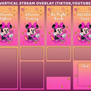 Blossom Love Day Full Animated Stream Overlay TikTok YouTube, OBS-inställningar, Mobil streaminglayout, Klassisk tecknad maskotstil, Vita handskar