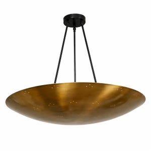 Mid Century Modern Brass UFO Pendant Light, Scandinavian Dome Chandelier, Modern Brass Ceiling Light, Handmade Lighting Fixture
