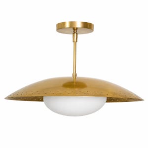 Mid Century Modern Brass UFO Pendant Light, Scandinavian Dome Chandelier, Modern Brass Ceiling Light, Handmade Lighting Fixture