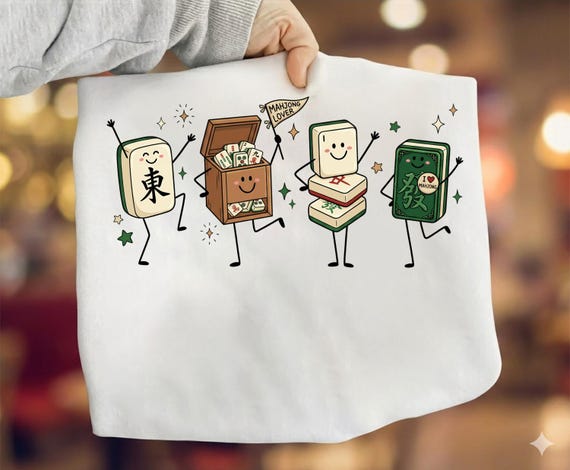 Cute Mahjong Lover Digital PNG Design, Funny Mahjong Digital Download