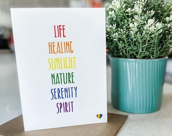 DO DRUKU Znaczenie Pride Karta z pozdrowieniami, LGBTQ+, Karta inkluzywności i różnorodności, Celebrate Pride, Queer Notecard, 5x7" Cyfrowa tęcza