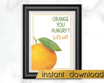 NATYCHMIASTOWE POBIERANIE Orange Jesteś głodny? Zjedzmy!, Tutti Frutti Birthday Party Food Table Sign, Two-tti Frutti Party Decor, Fruit Pun Food Sign