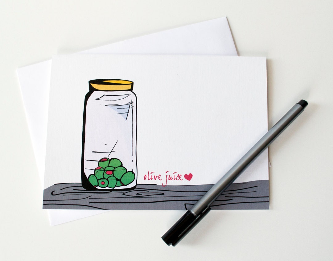 Olive Juice I Love You Anniversary Card, Food Pun Valentines Day Card