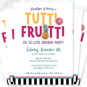 PRINTABLE Tutti Frutti Kids Party Invite, Tutti Frutti Birthday Invitation, Pineapple Party Invite, Tropical Birthday Party, Fruit Party