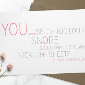 Biglietto di San Valentino divertente con cruciverba STAMPABILE, amore umoristico, biglietto di auguri sarcastico, biglietto d'amore per lui, anniversario sciocco, download istantaneo