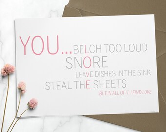 DO DRUKU Zabawna krzyżówka Walentynkowa karta, Humorystyczna miłość, Sarkastyczna kartka z pozdrowieniami, Karta miłosna dla niego, Głupia rocznica, Natychmiastowe pobieranie