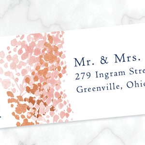 PRINTABLE Pink & Copper Abstract Floral Dots Wraparound Invitation Address Label, Rose Gold Label Template, Wedding Invite Address Wrap image 4