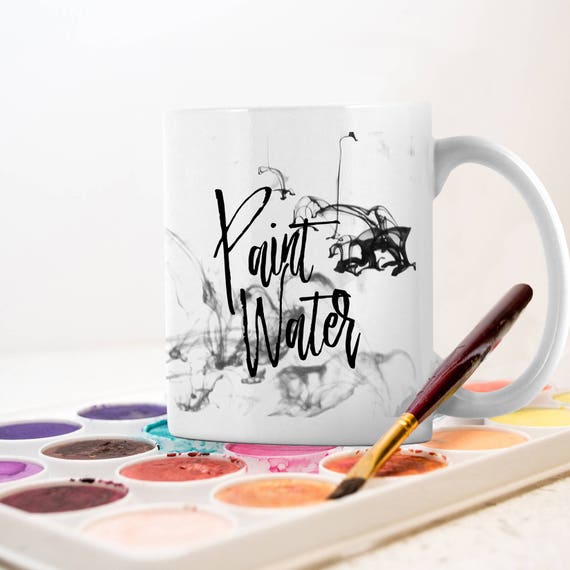 Artist Paint Water Mug, White Ceramic Painters Water Cup, Fine Artist Gift,  Rinse Water Glass, Art Teacher Gift, Painters Mug, Painters Gift 