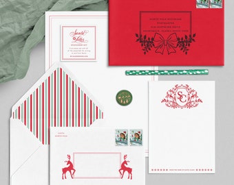 To and From Santa Letter Stationery Kit, Letterpressed Santa Letter Set, Write to Santa Stationery for Kids, North Pole Letter Writing Kit