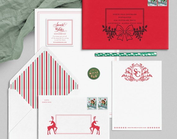 To and From Santa Letter Stationery Kit, Letterpressed Santa Letter Set, Write to Santa Stationery for Kids, North Pole Letter Writing Kit