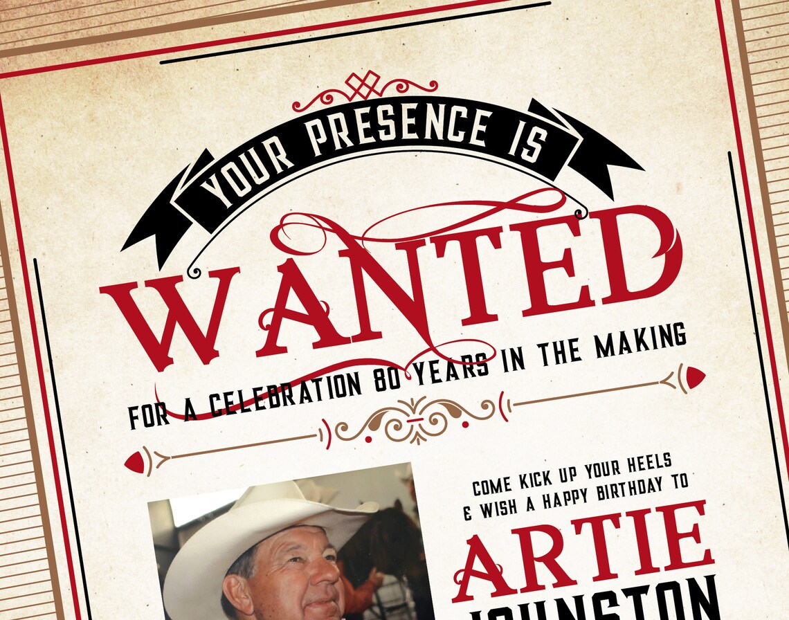 Wanted Poster Invitation Modern Wild West Birthday Invite | Etsy