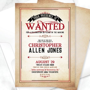 Wanted Poster Invitation, Modern Wild West Birthday Invite, Cowboy Photo Bday Invitation, Western Birthday, Wanted Invitation with Picture