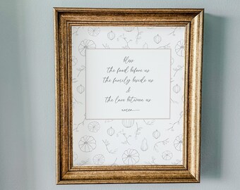 Błogosławieństwo na Święto Dziękczynienia, Błogosławieństwo Jesienne 8x10" Natychmiastowe pobranie, Dynia Cyfrowy Wydruk, Dekoracja Jadalni, Modlitwa Kolacyjna DIY Wydruk