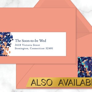 PRINTABLE Pink & Copper Abstract Floral Dots Wraparound Invitation Address Label, Rose Gold Label Template, Wedding Invite Address Wrap image 6