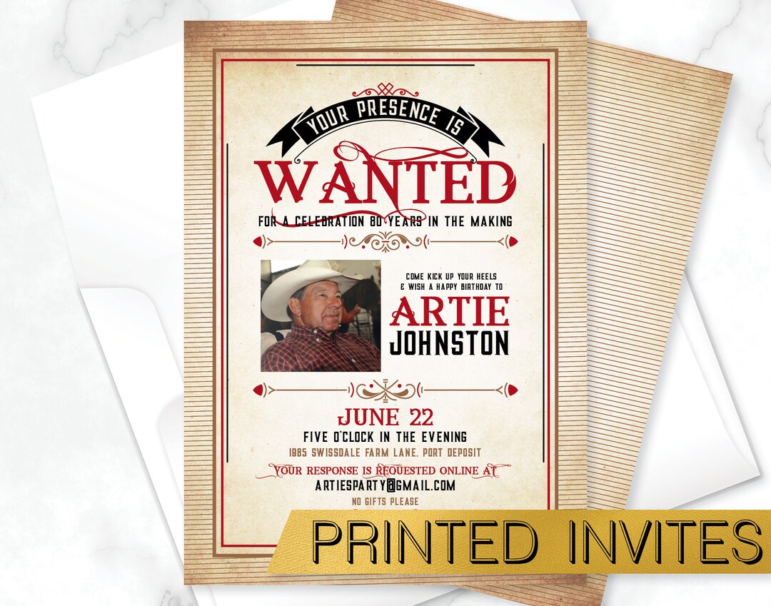 Wanted Poster Invitation Modern Wild West Birthday Invite - Etsy