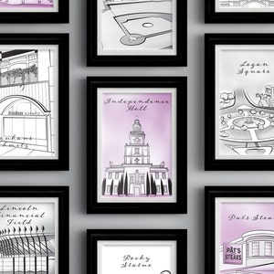 STAMPABILE Philadelphia nozze tabella numero, Philadelphia matrimonio Landmark stampa, Philadelphia parete Art Decor, Philly Wall Art, Philly Decor