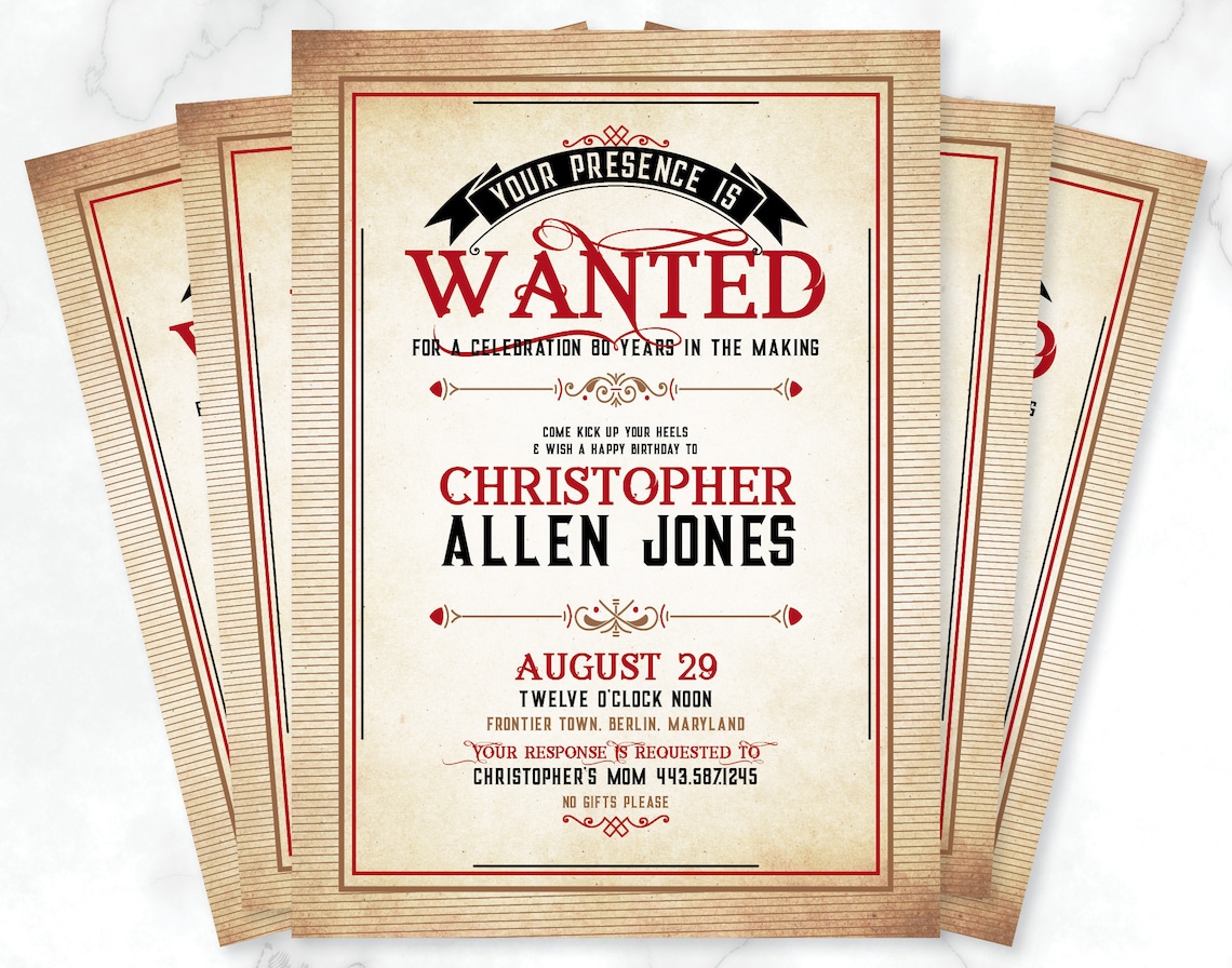 Printable Wanted Invitation