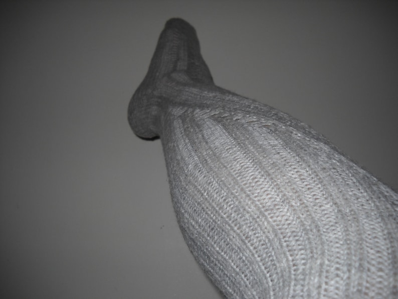Medias de lana hasta el muslo de encaje negro, talla de zapato 6-8, hechas a mano, listas para enviar imagen 4