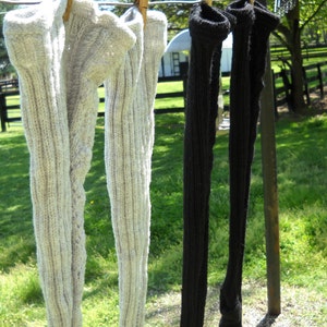 Medias de lana hasta el muslo de encaje negro, talla de zapato 6-8, hechas a mano, listas para enviar imagen 5