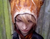 Animal Costume Tabby Cat Hood, fancy dress ski snowboard hat with long scarf ties