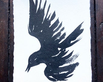 Swooping Raven Japanese Style Art