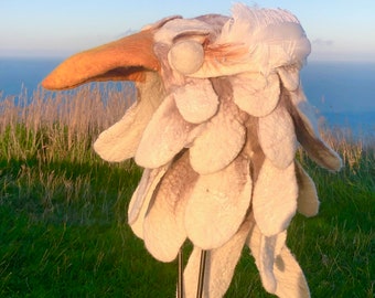 Hand felted White Eagle Hat