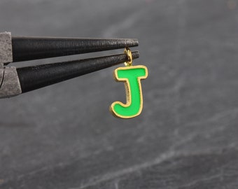 1 Letter J Charm, Enamel Letter Charms, Enamel Alphabet Charms, Letter Pendants, Letter Tag Charms, Letter Bracelet Charms // GCh-403