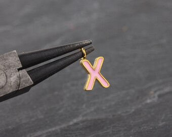 1 Letter X Charm, Enamel Letter Charms, Enamel Alphabet Charms, Letter Pendants, Earring Alphabets, Letter Bracelet Charms // GCh-403