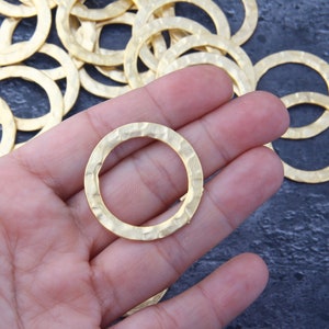 4 Gold Hammered Circle Connector, Hammered Ring Link, Circle Ring Link // GC-612 image 5