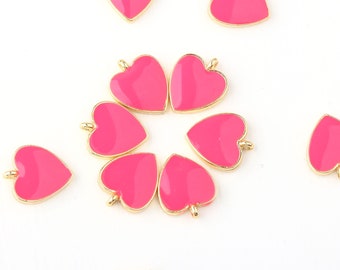 Enamel Heart Charms, Love Charms, Bracelet Charms, Enamel Love Charms, 1 piece // GCh-400