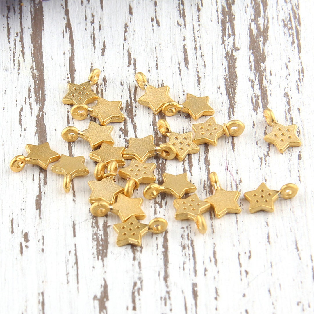 Mini Spotted Star Charms, Gold Star Charms, 20 Pieces // Gch217 Etsy