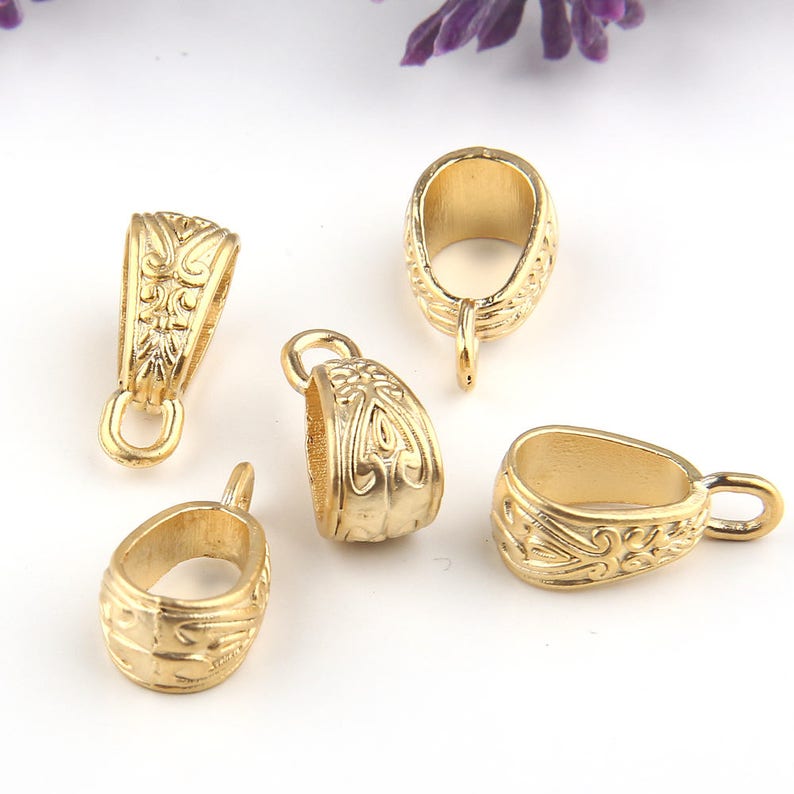 Textured Pendant Bail Sliders Gold Pendant Bails Gold Bails Etsy