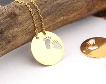 Baby Hand Pendant, Baby Foot Pendant, Pendant for Mothers, Disc Pendant, Stamping Blank Disc, 1 piece // GP-745