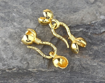 Hook and Eye Clasp, Gold Hook Clasp Set, Bracelet Closure, Gold End Clasp, Knot Cover Clasp, Clasp Finding, 2 sets // GF-220