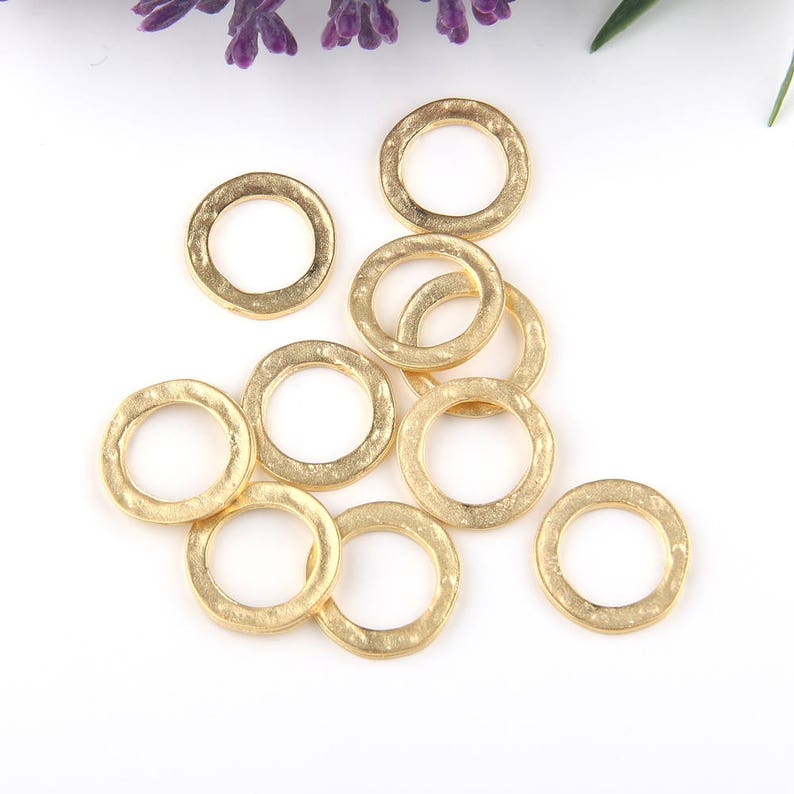 Gold Mini Flat Circle Connectors Circle Organic Connectors Etsy