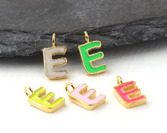 1 Letter E Charm, Enamel Letter Charms, Enamel Alphabet Charms, Letter Pendants, Letter Tag Charms, Letter Bracelet Charms // GCh-403