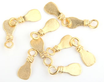 Gold Flat Paddle Charms, 22k Matte Gold Plated, 10 pcs // GCh-189