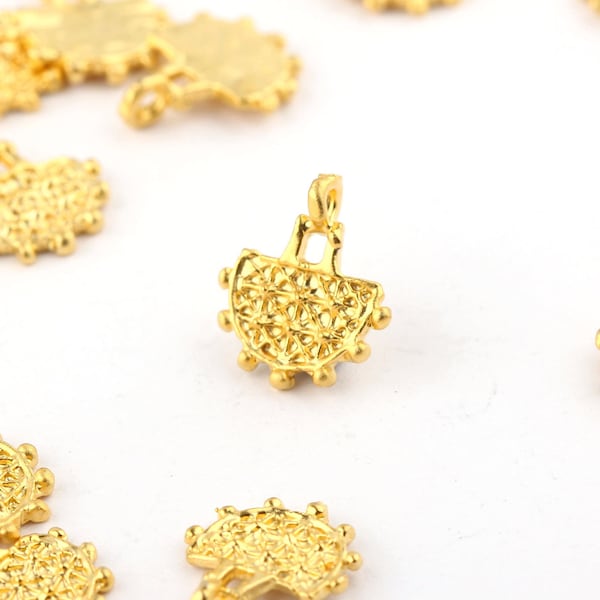 6 Hittite Sun Disc Charm, Gold Hittite Sun Charms, Historical Charms, Replica Hittite Charms, Ancient Charms, Hittite Disc Charms // GCh-453