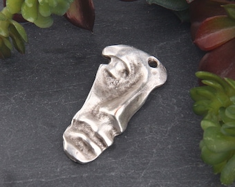 1 Silver Plated Mini Face Mask Pendant | Mask Pendant | Tribal Mask Pendant | 19x41 mm // SP-432