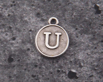 Buchstabe U Anhänger, Buchstabe Charms, Alphabet Charms, Silber Buchstabe Charms, Initial Charms, Schmuckherstellung Zubehör // SCh-271