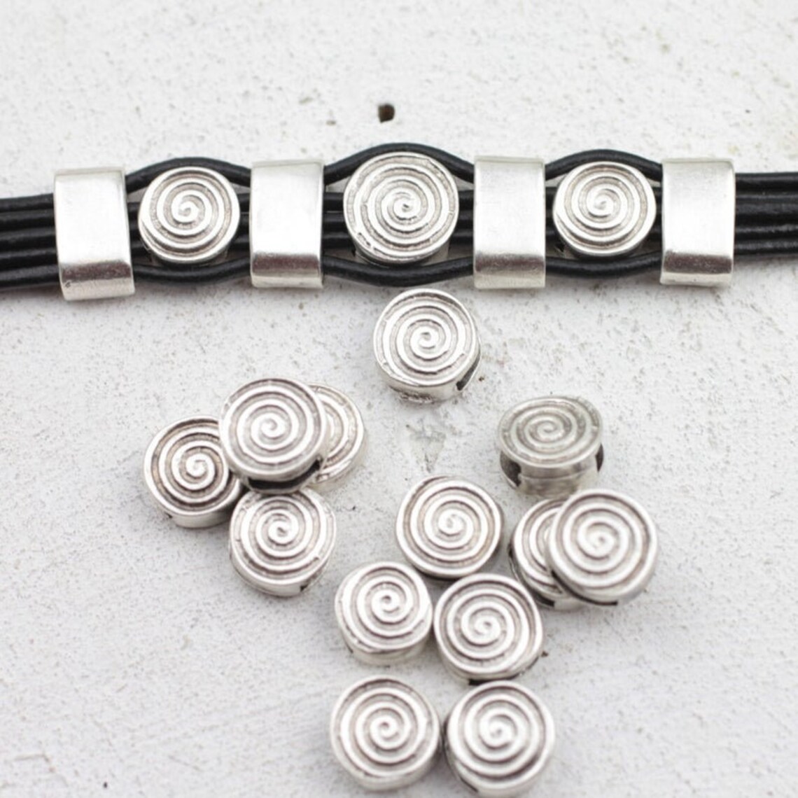 Spiral Slider Bead Silver Bead Sliders Cord Slider Beads Etsy