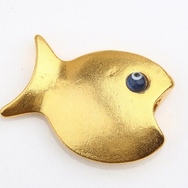 Large Fish Bead Slider, 22k Matte Gold Plated, 1 piece - Jewelry Supplies // GBEA-0034