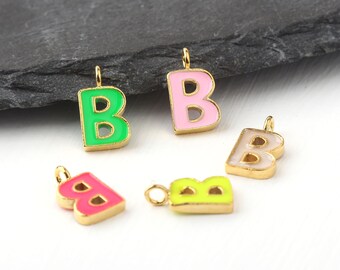 1 Letter B Charm, Enamel Letter Charms, Enamel Alphabet Charms, Letter Pendants, Earring Alphabets, Letter Bracelet Charms // GCh-403
